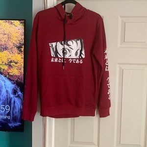 Burgundy anime demon slayer hoodie